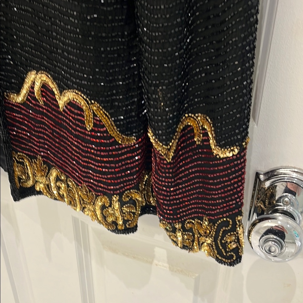 Laurence Kazar Black,burgundy, and Gold Ornate Blazer - Picture 4 of 9